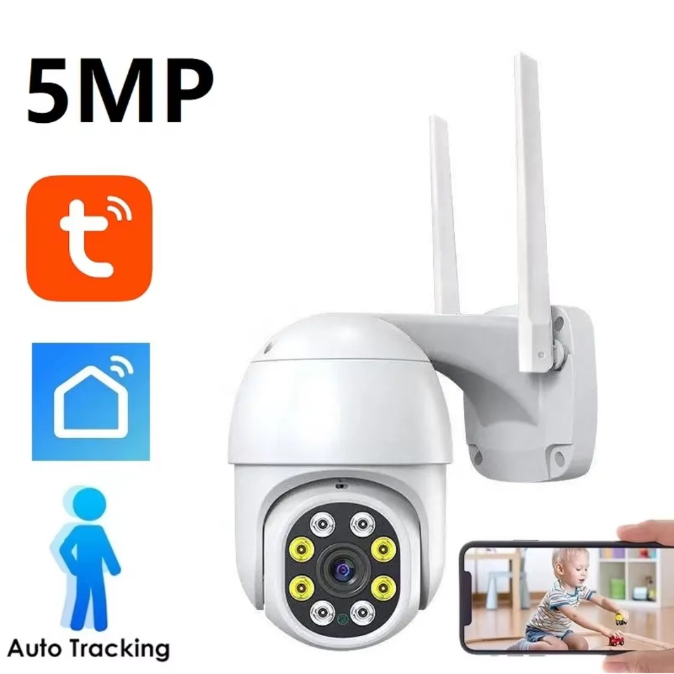 ZCLOVELMM TY5MPW Tuya Smart Life 5MP PTZ WiFi IP Camera with Two-Way Audio, Motion Tracking, IP66 Waterproof and Color Night Vision