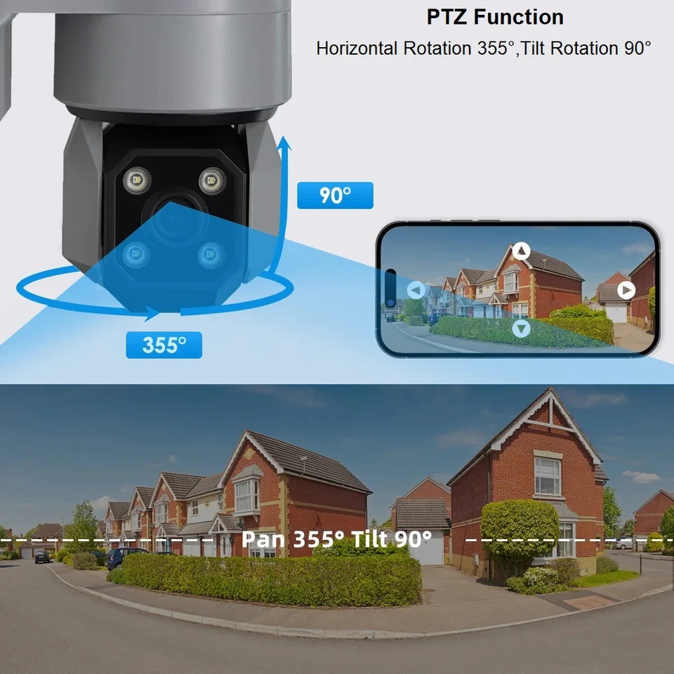 5MP Tuya Smart Life WiFi Surveillance PTZ camera Auto Tracking Ai Human Detection Color Night Vision Waterproof Home Security thumbnail