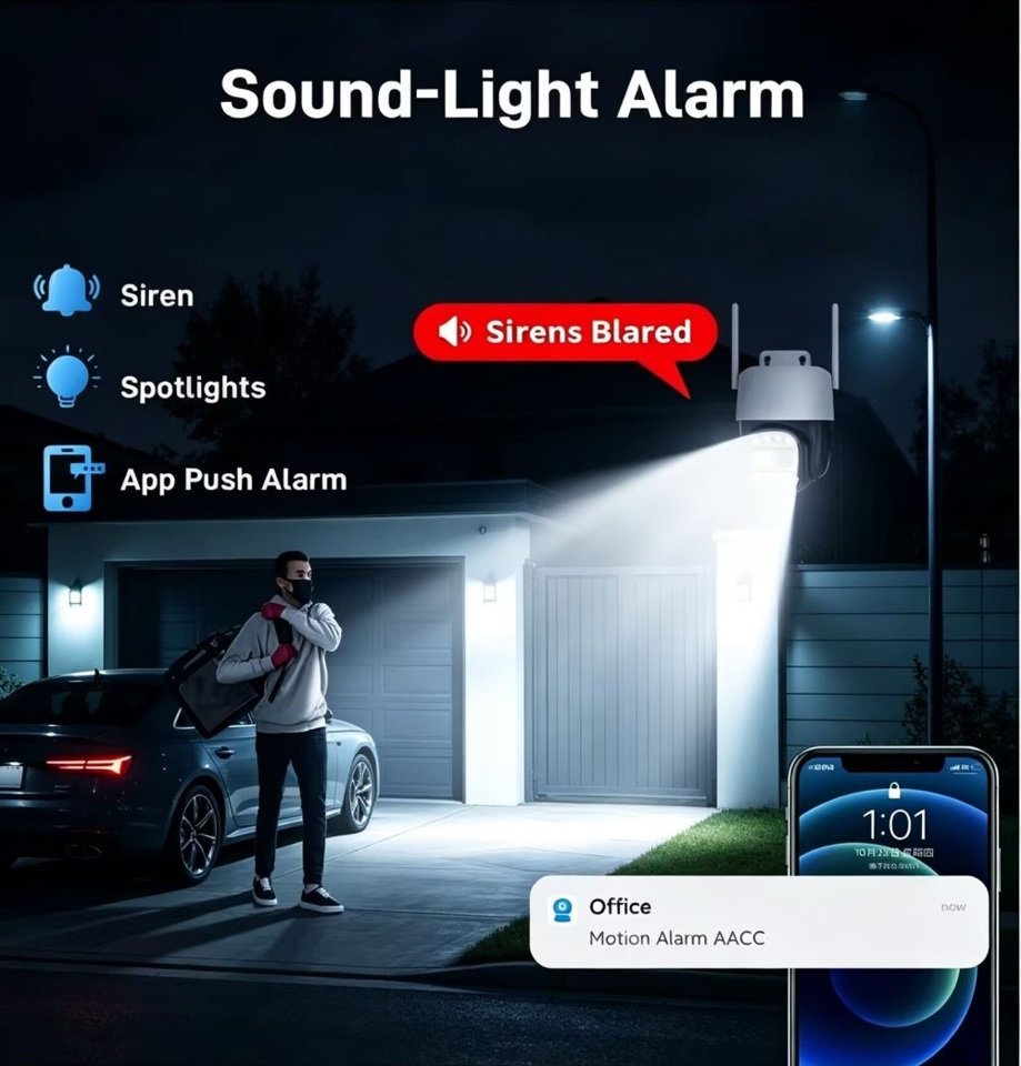 Camhipro 8MP 8X Digital Zoom PTZ WiFi Camera Two Way Audio Waterproof Vandal proof Floodlight Motion Detection for Home Security thumbnail