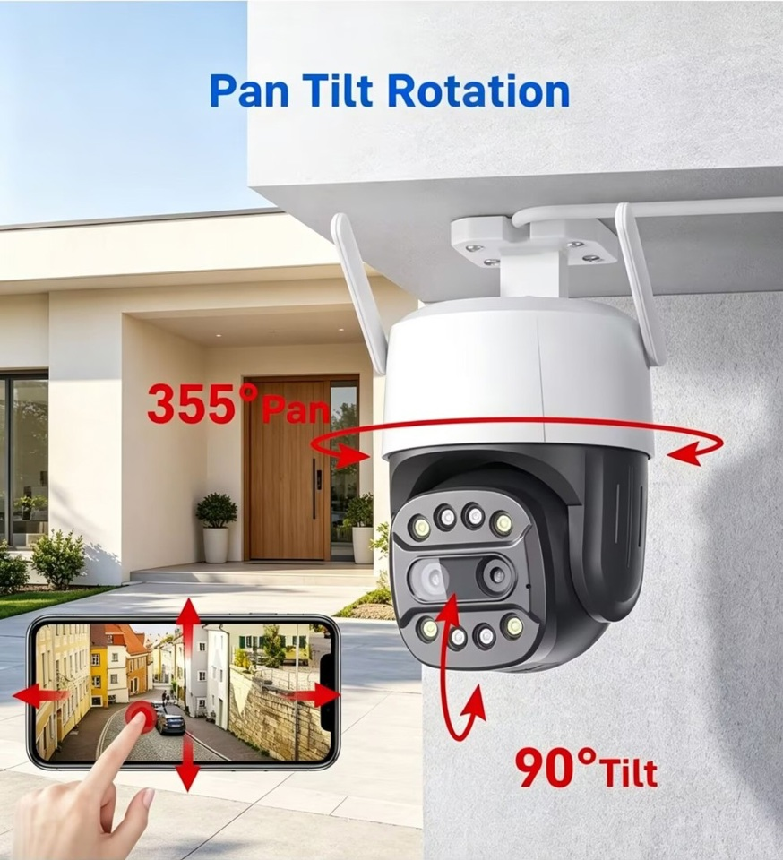 Camhipro 8MP 8X Digital Zoom PTZ WiFi Camera Two Way Audio Waterproof Vandal proof Floodlight Motion Detection for Home Security thumbnail