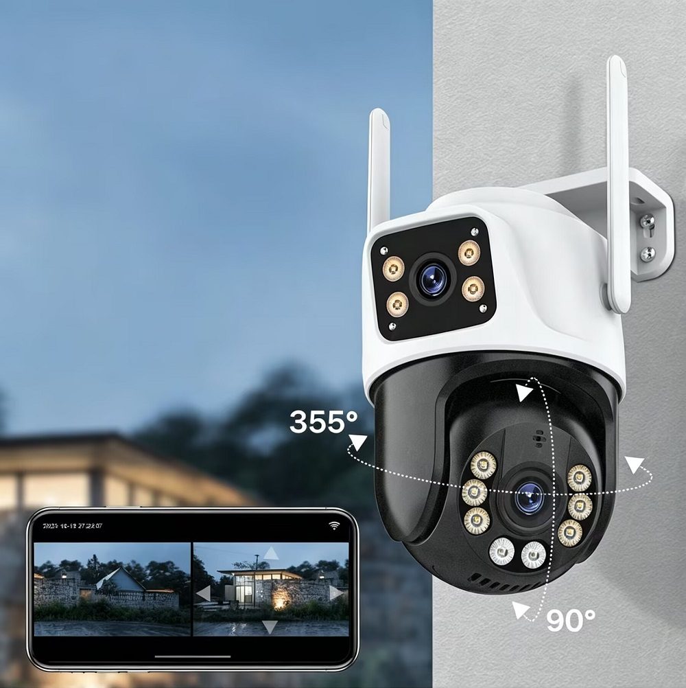Outdoor 4K 8MP HD PTZ WiFi IP Camera Dual Lens Dual Screen Auto Tracking Wireless Security Protection CCTV Surveillance ICSee thumbnail