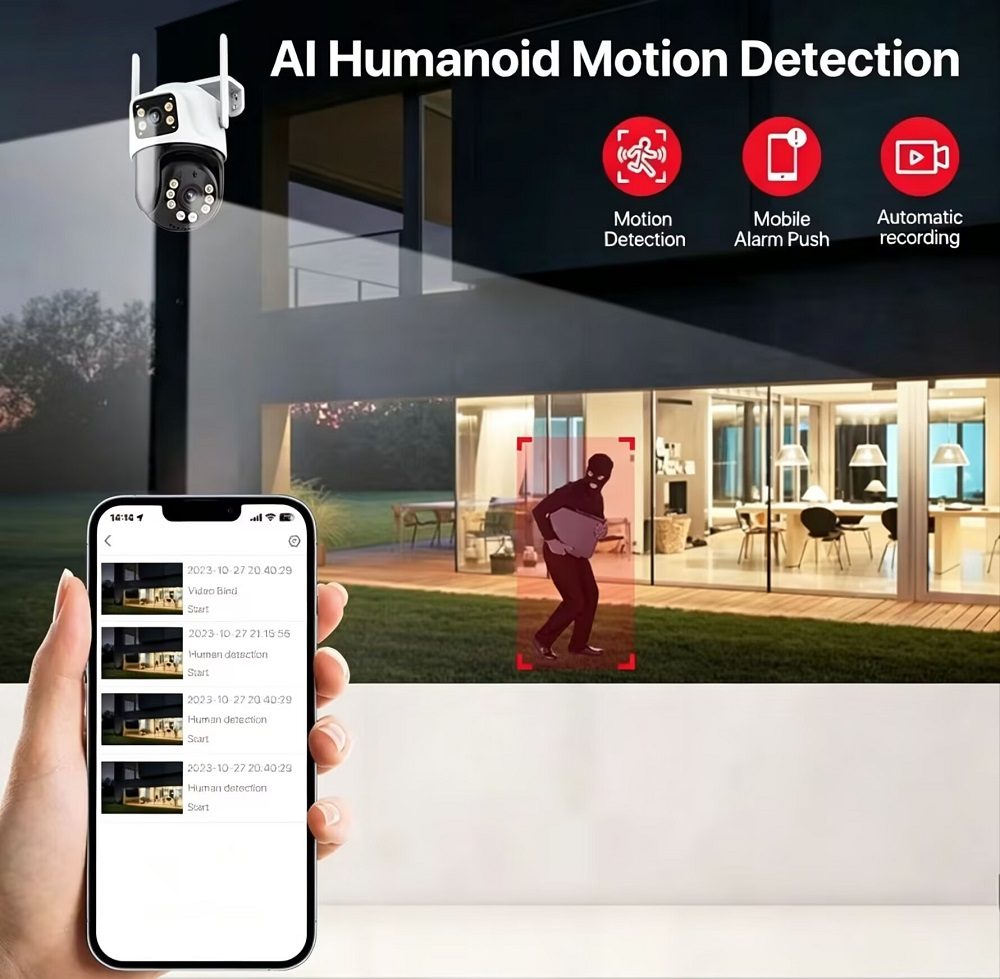 Outdoor 4K 8MP HD PTZ WiFi IP Camera Dual Lens Dual Screen Auto Tracking Wireless Security Protection CCTV Surveillance ICSee thumbnail