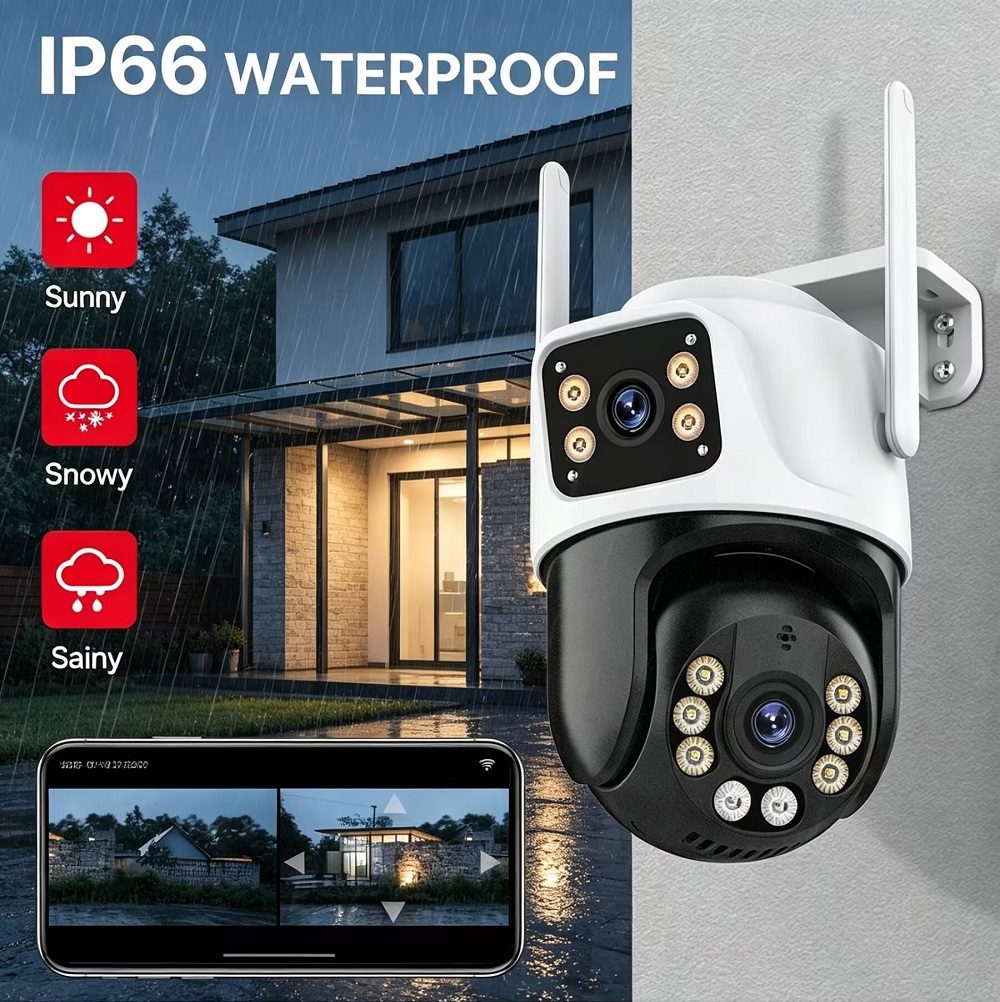 Outdoor 4K 8MP HD PTZ WiFi IP Camera Dual Lens Dual Screen Auto Tracking Wireless Security Protection CCTV Surveillance ICSee thumbnail