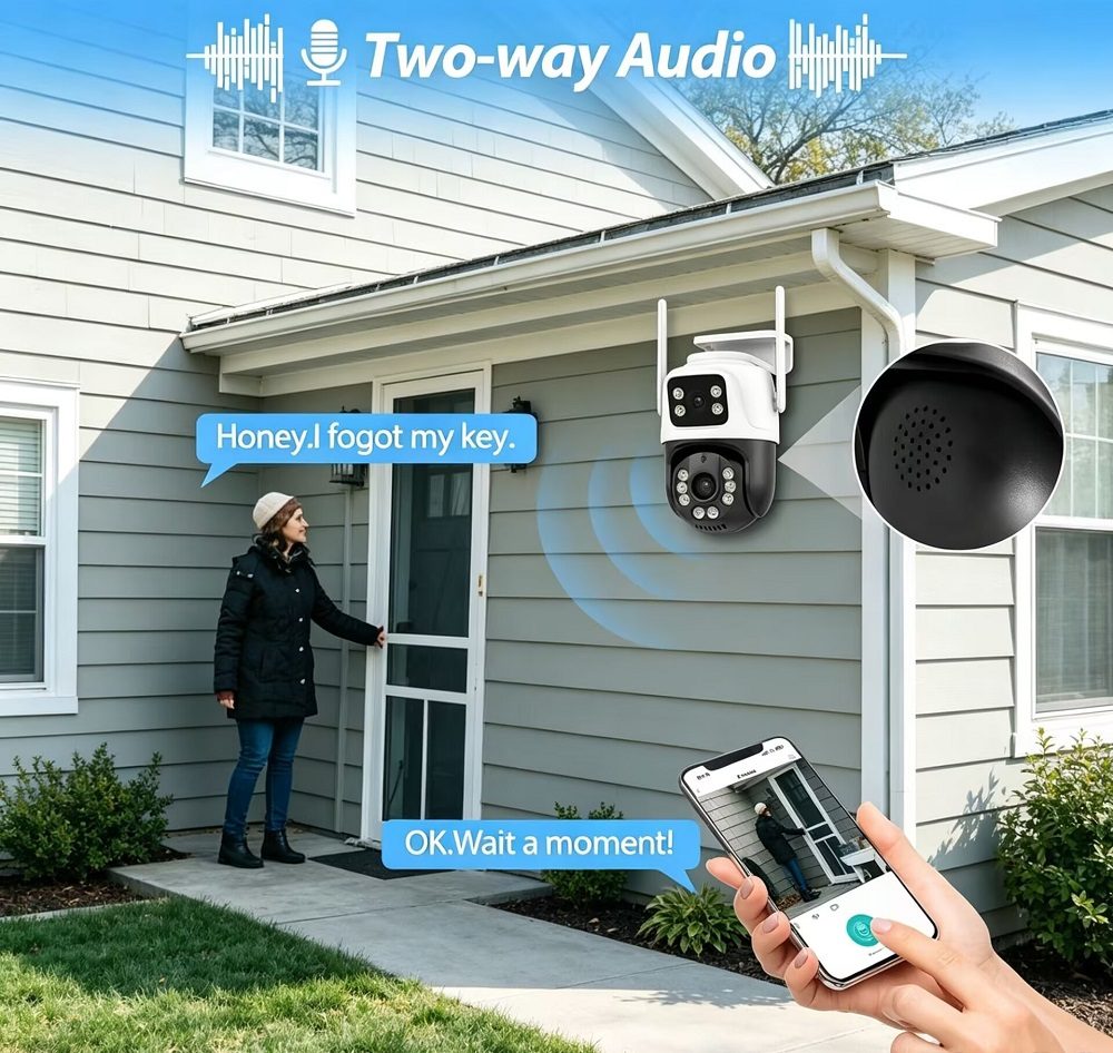 Outdoor 4K 8MP HD PTZ WiFi IP Camera Dual Lens Dual Screen Auto Tracking Wireless Security Protection CCTV Surveillance ICSee thumbnail