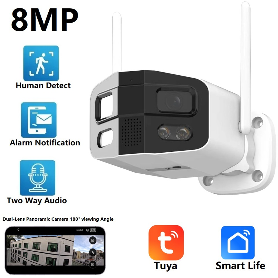 Tuya Smart Life 8MP Dual Lens 180 Degree Panoramic WiFi Bullet Camera