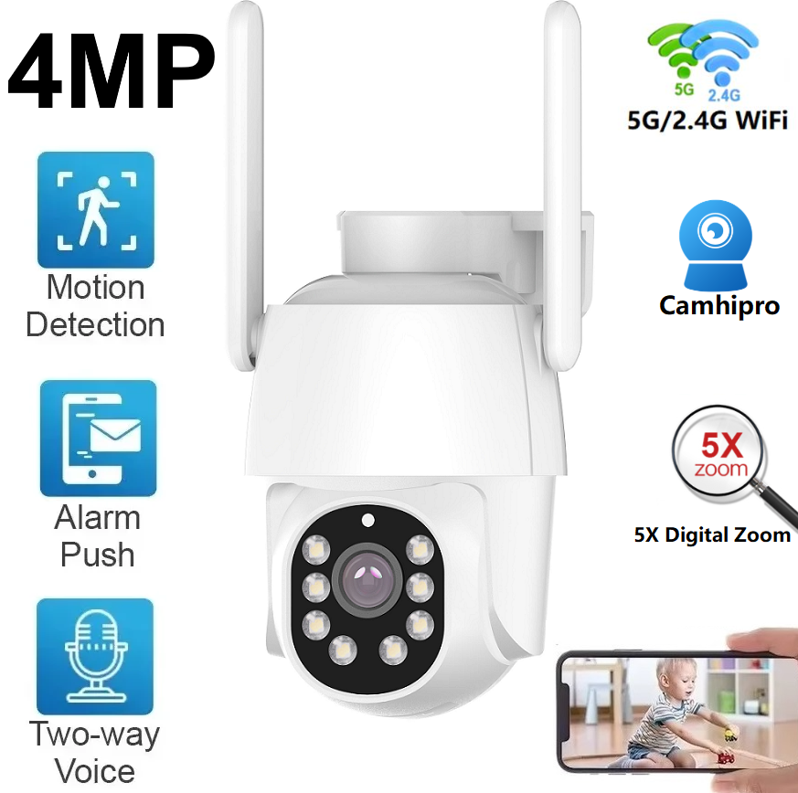 4MP 5X Digital Zoom Camhipro 2.4G/5G WiFi PTZ Camera